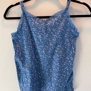 art class Blue Floral Lace Trim Tank Top